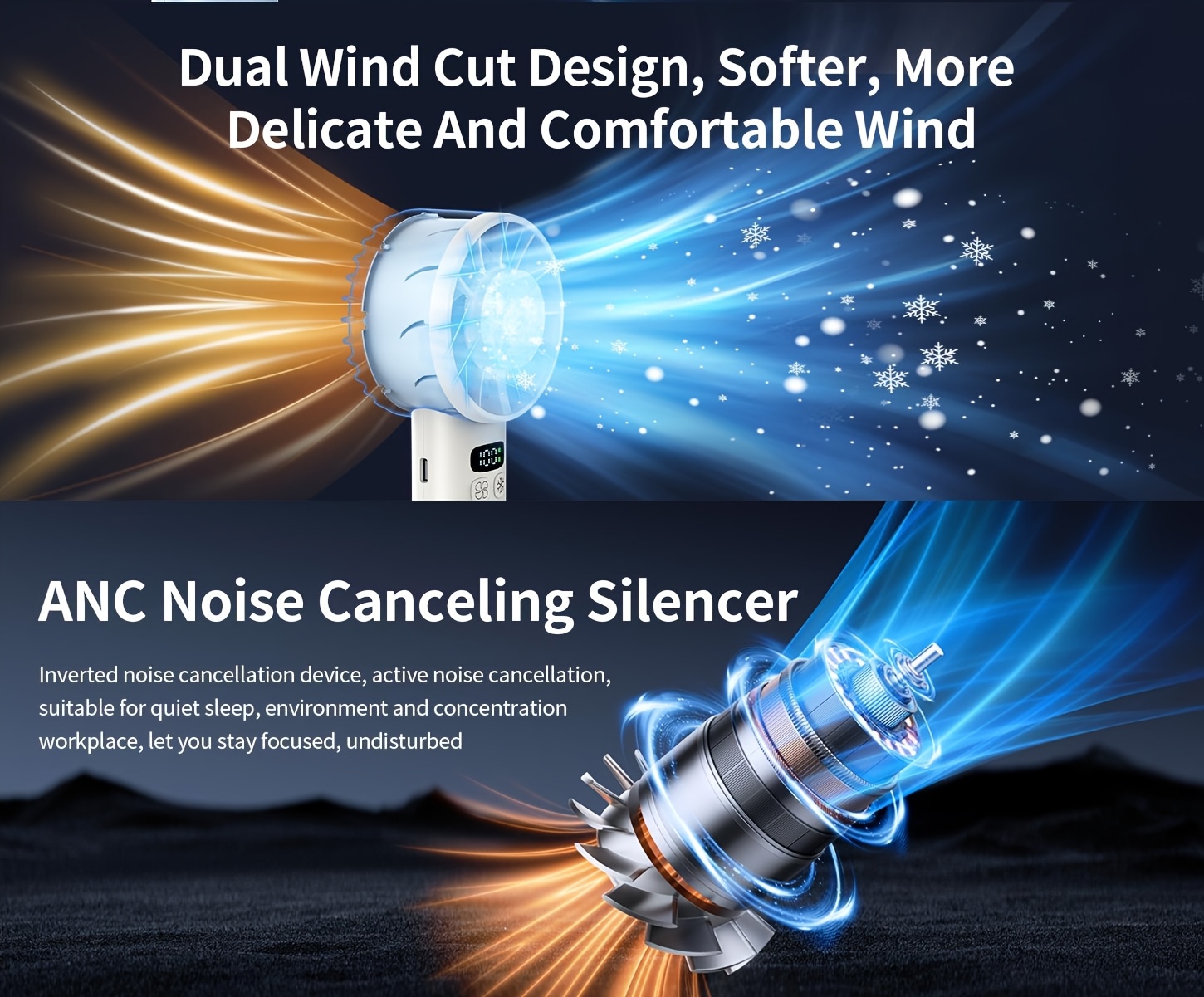 1 Portable USB Rechargeable Hurricane Ice Pack Handheld Fan, 5200mAh, 100 Speeds, with Lanyard, Rechargeable Desktop Mini Fan, Outdoor Camping, Student, Sports, Office Cooling Tool, Ultra-Quiet, Super Strong Wind