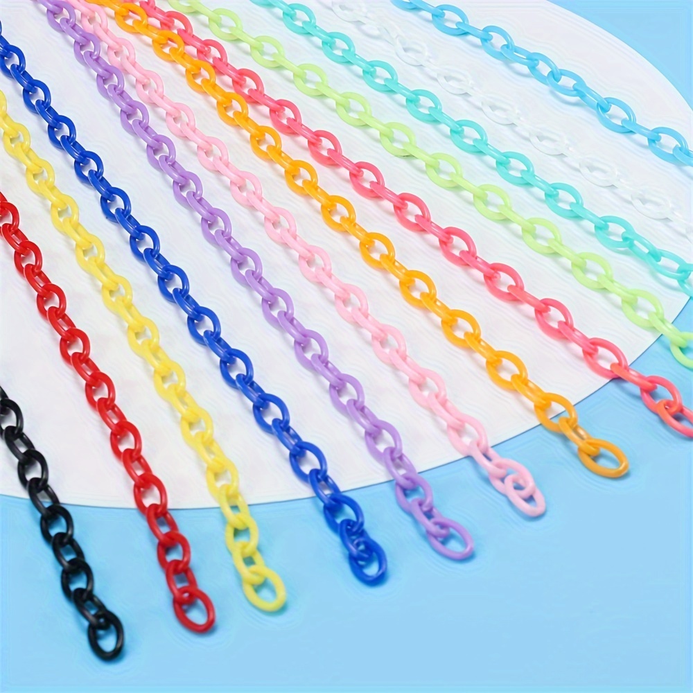 

10pcs Colorful Plastic Chain Links, Keychain & Necklace Bracelet Diy Jewelry Making Kit, Assorted Colors, Craft Accessories