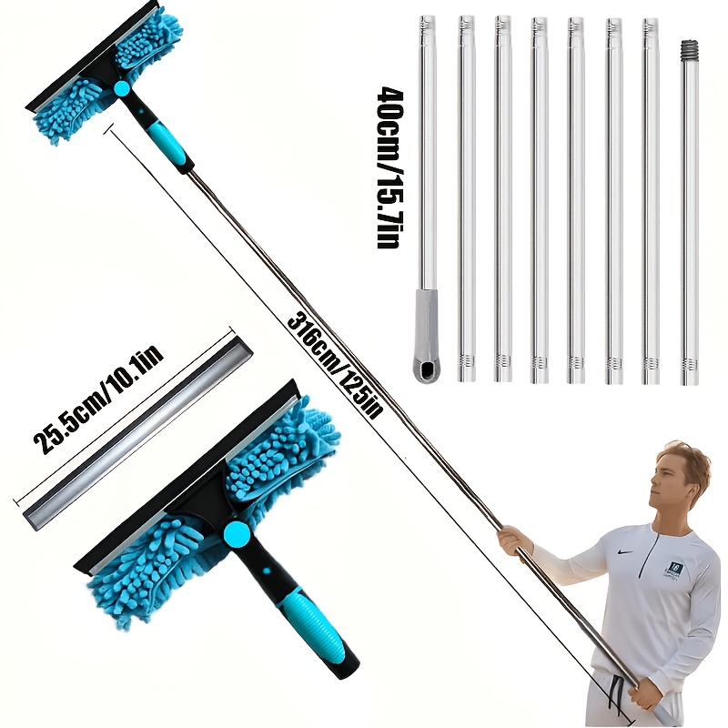 TEMU 1 Set Of Long-pole Adjustable Photovoltaic Glass Cleaner, Easily Removes Dust And Snow, And Generates Electricity More . Can Clean Glass,