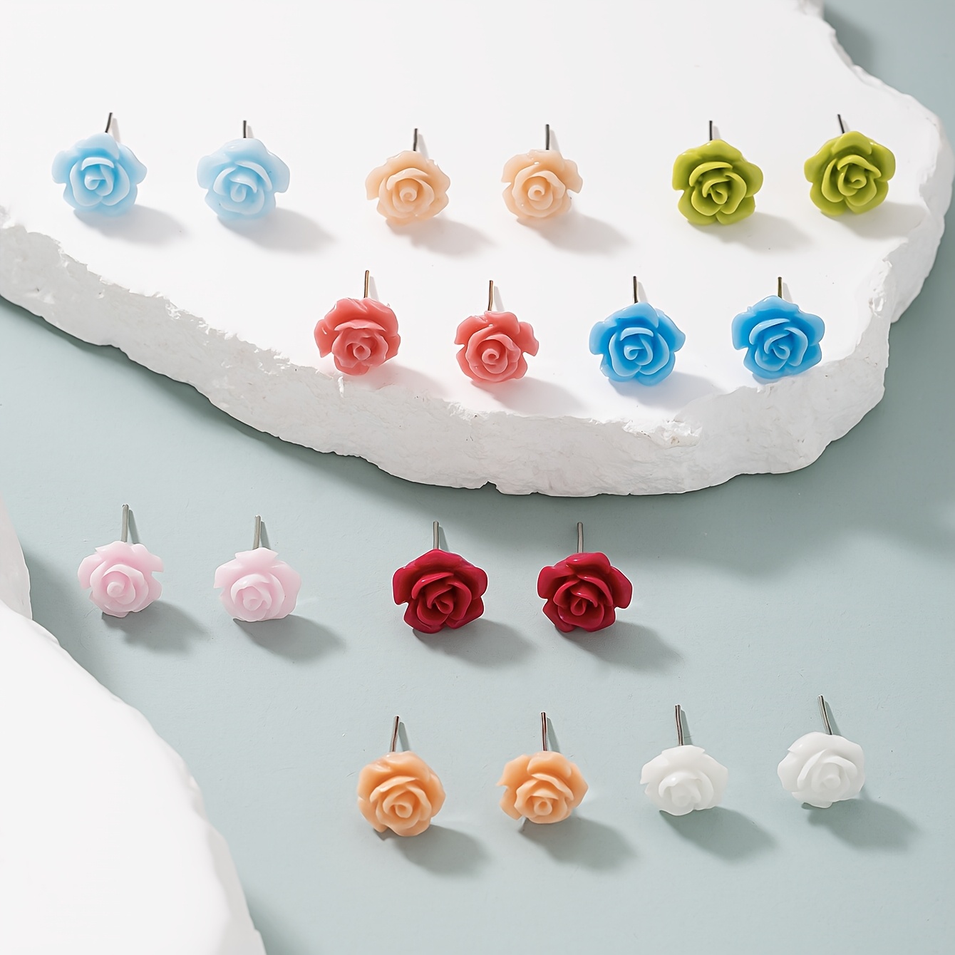 Resin Flower Earrings Set for Daily Wear