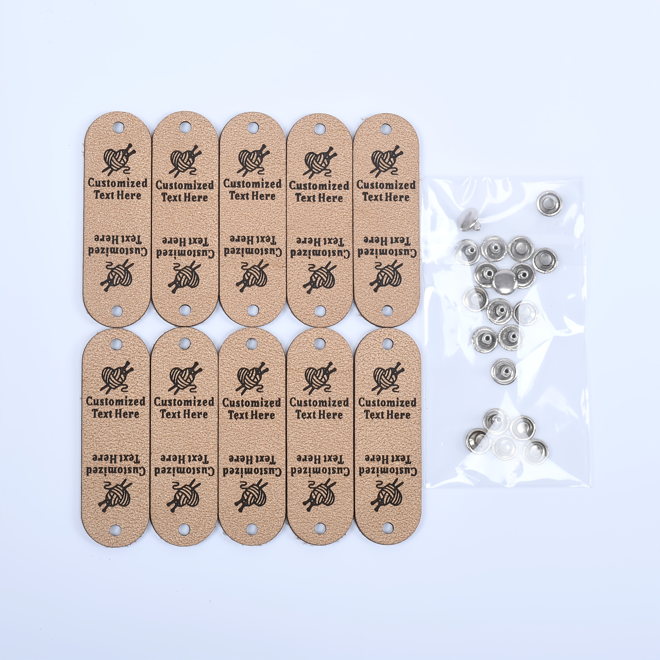 TEMU Back To School 10pcs Customized Faux Leather Labels, With 10 Sets Of Nails, Personalized Crochet Hanging Tags, Handmade Product Labels, Beanies