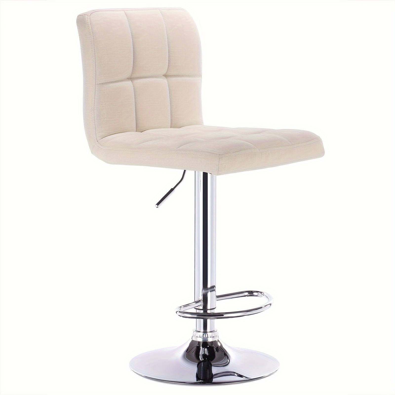 Adjustable Height Swivel Bar Stool With Linen Fabric - Metal Frame, Perfect For Kitchen & Dining Room