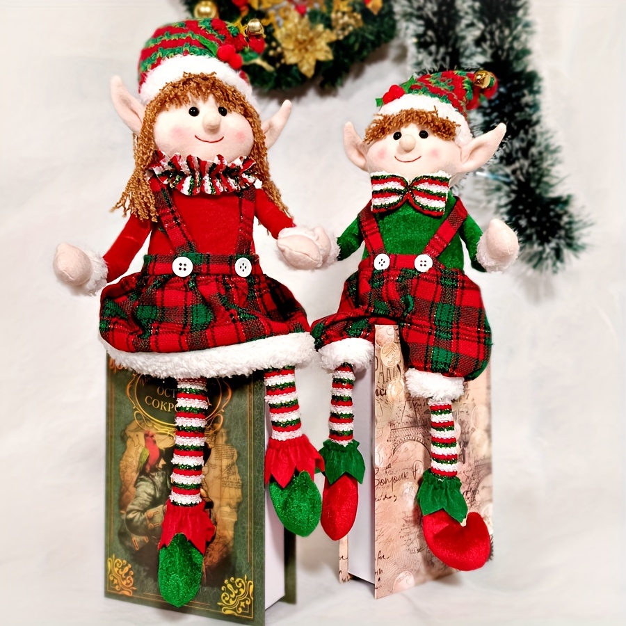 

[top-] 1pc Long-legged Elf Christmas Ornament - Polyester, No Needed, For &