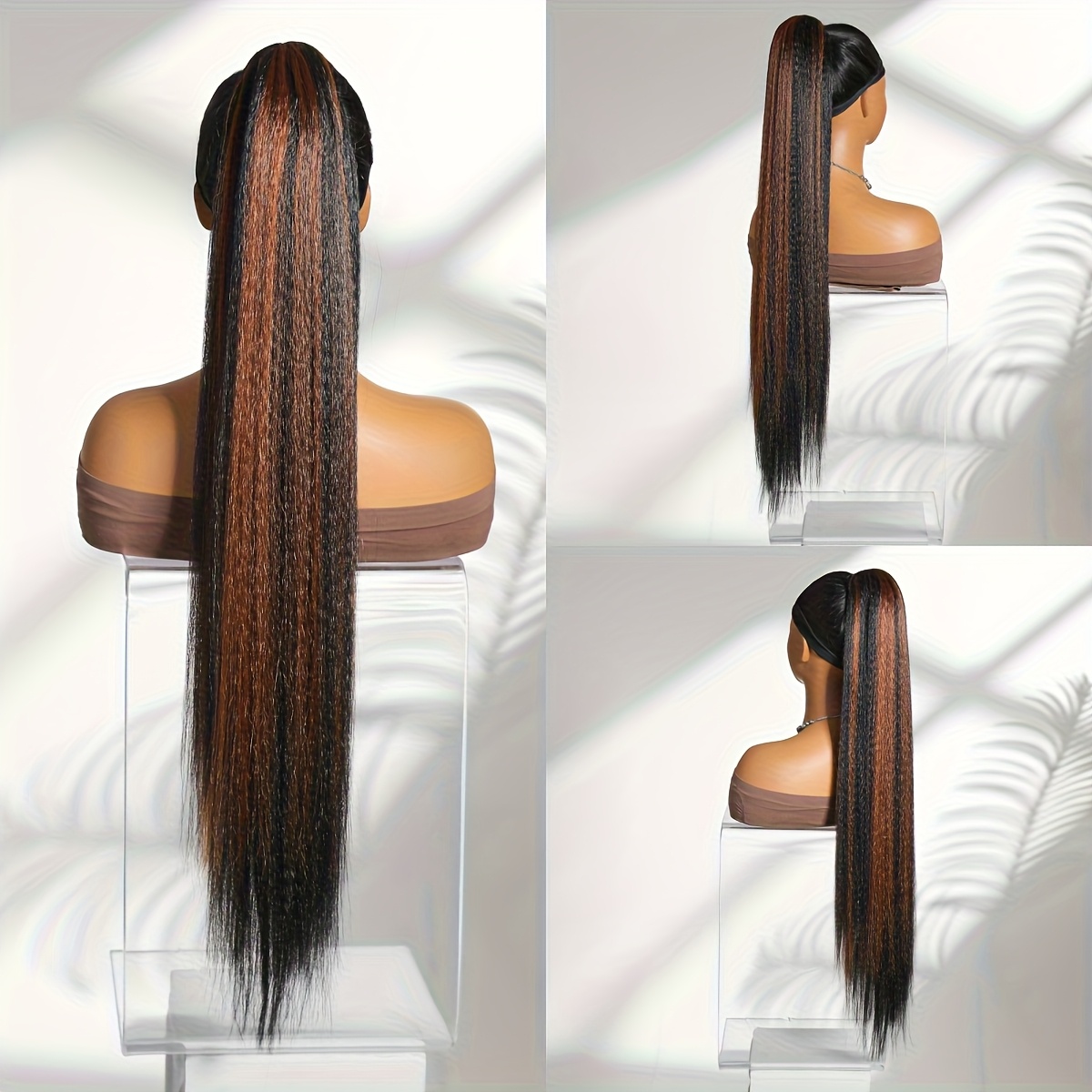 32 Inch Synthetic Heat Resistant Fake Material Large Grab Ponytail Hair Extension Women, Black Ponytail, Ponytail Light Easy To Strap