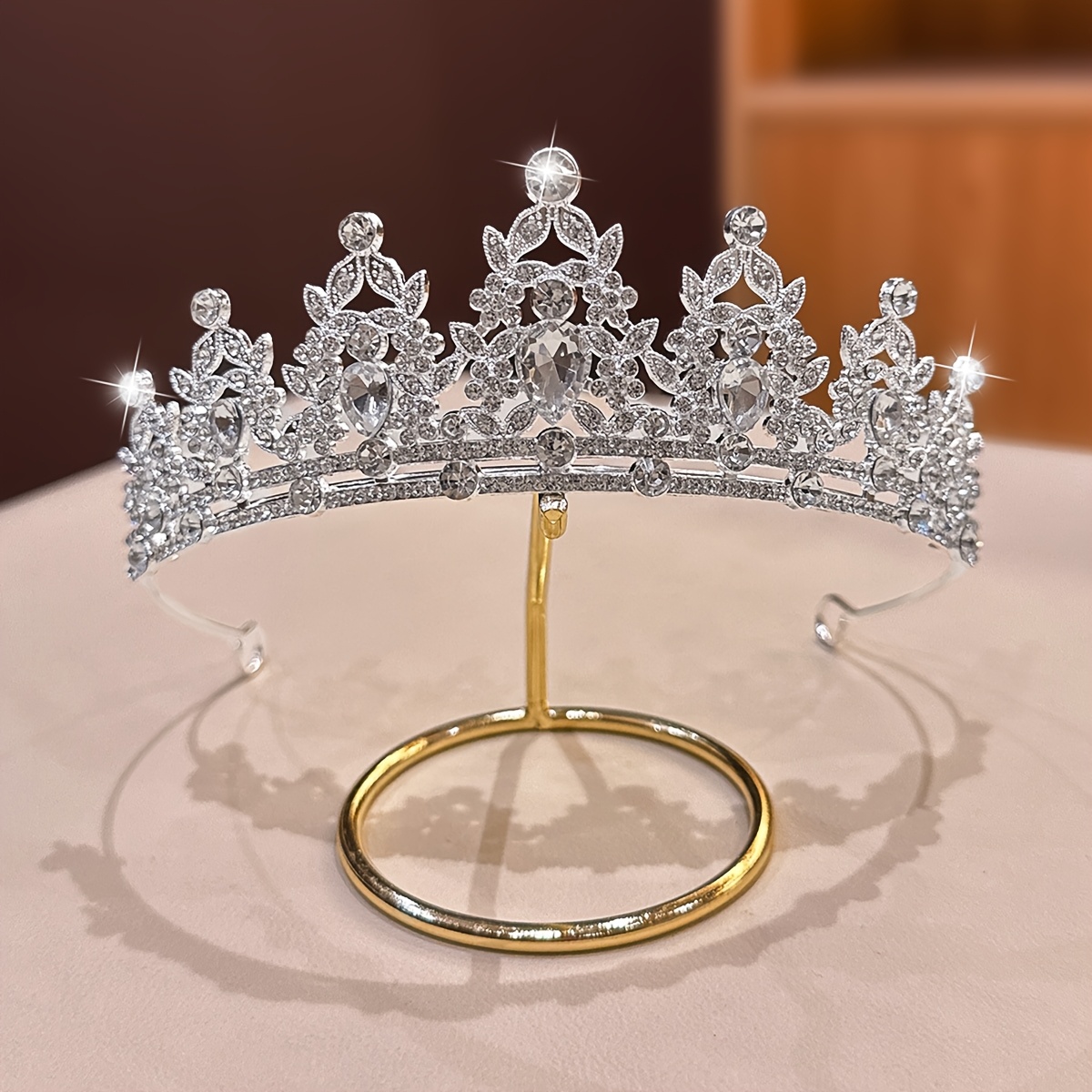 E-shop 1 Silberweiße Diamant Große Krone Stirnband Geburtstagskrone Mode Haarverzierungen
