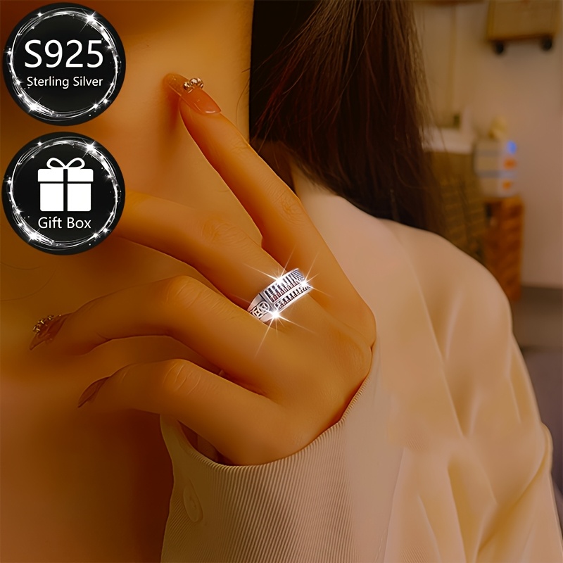925 Sterling Silver Adjustable Open Vintage Ethnic Style Ring