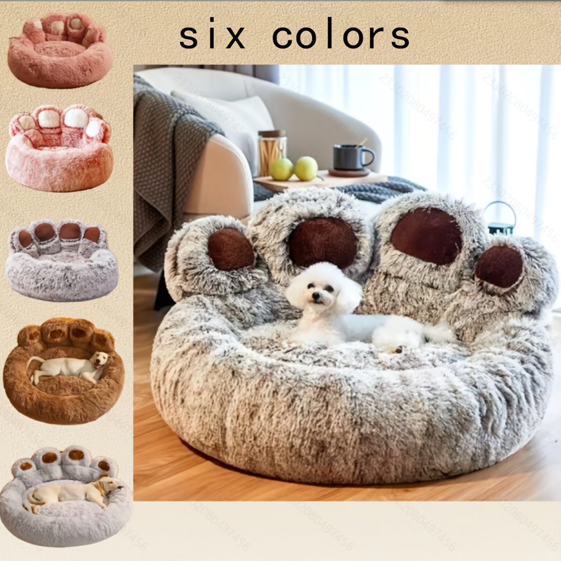 

6 Colors Cartoon Bed, Extra Large Cozy Wrapped Bed, Polyester Fiber, For Extra Small To Large Dogs, Pre-assembled