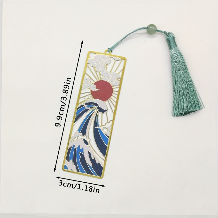 TEMU 1pc Japanese-style Bookmark, Metal Ruler Bookmark, Classical Metal Bookmark For Students, Cultural And Creative Bookmark With Hollow-out Design