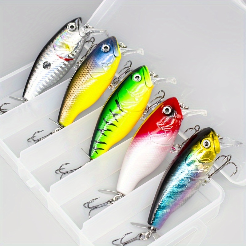 5pcs/set Fishing Popper Lure, Topwater Fishing Bait With Sharp Hook,  Fishing Tackle