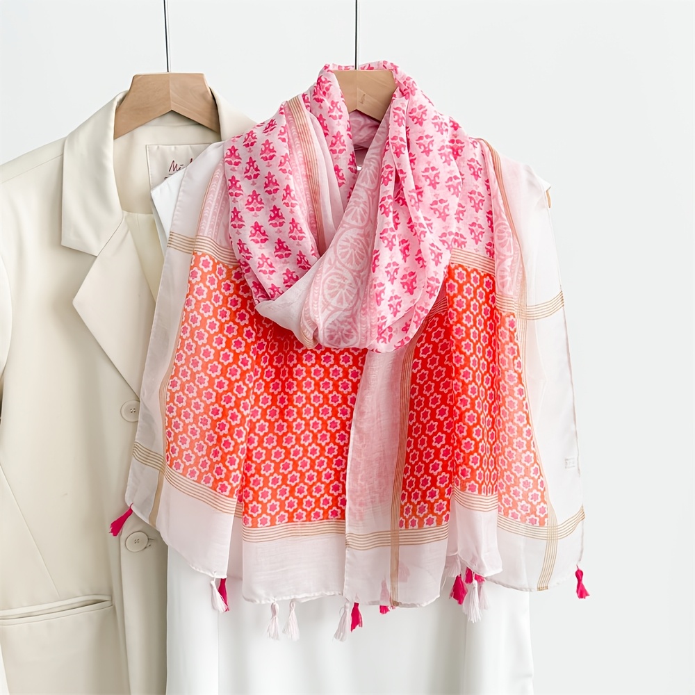 E-shop Neuer stylischer, vielseitiger orangefarbener Schal für Damen, leichter Tuchschal für Frühling und Herbst, für Reisen und Strand