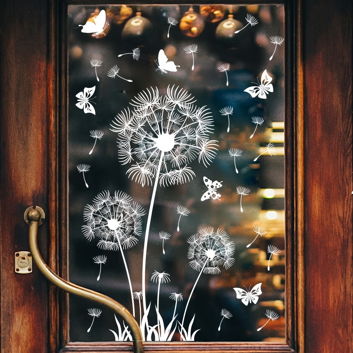 

Contemporary Dandelion And Butterfly Window Stickers - Polyvinyl Chloride Static Cling Decals, Reusable, Patterned With Embellishments, 5mil Transparent Film For Glass Door And Window Decor