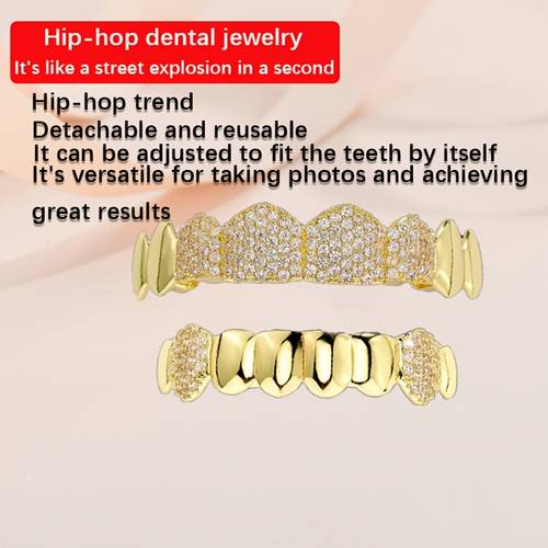 1 set trendy beugels met tanden uit en amerika, hiphop halloween-beugels voor heren, kerstcadeau tanden en ornamenten voor zowel mannen als vrouwen