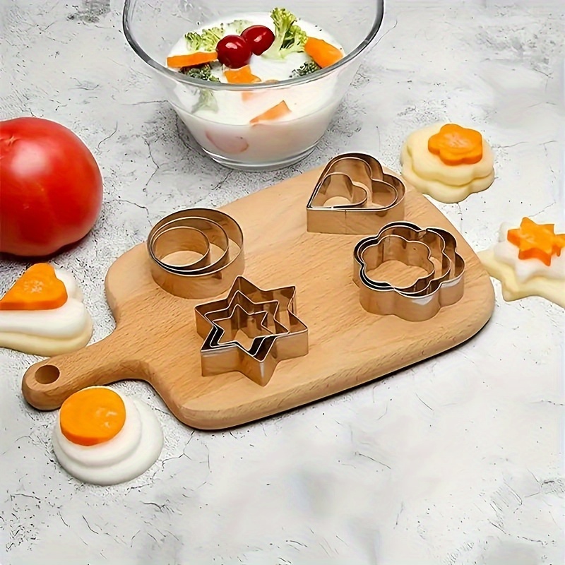 

12-piece Stainless Steel Cookie Cutters Set - Christmas, , Thanksgiving Themed - Food Grade Heart, Round, Star, Flower Shapes For Baking And Biscuit Making