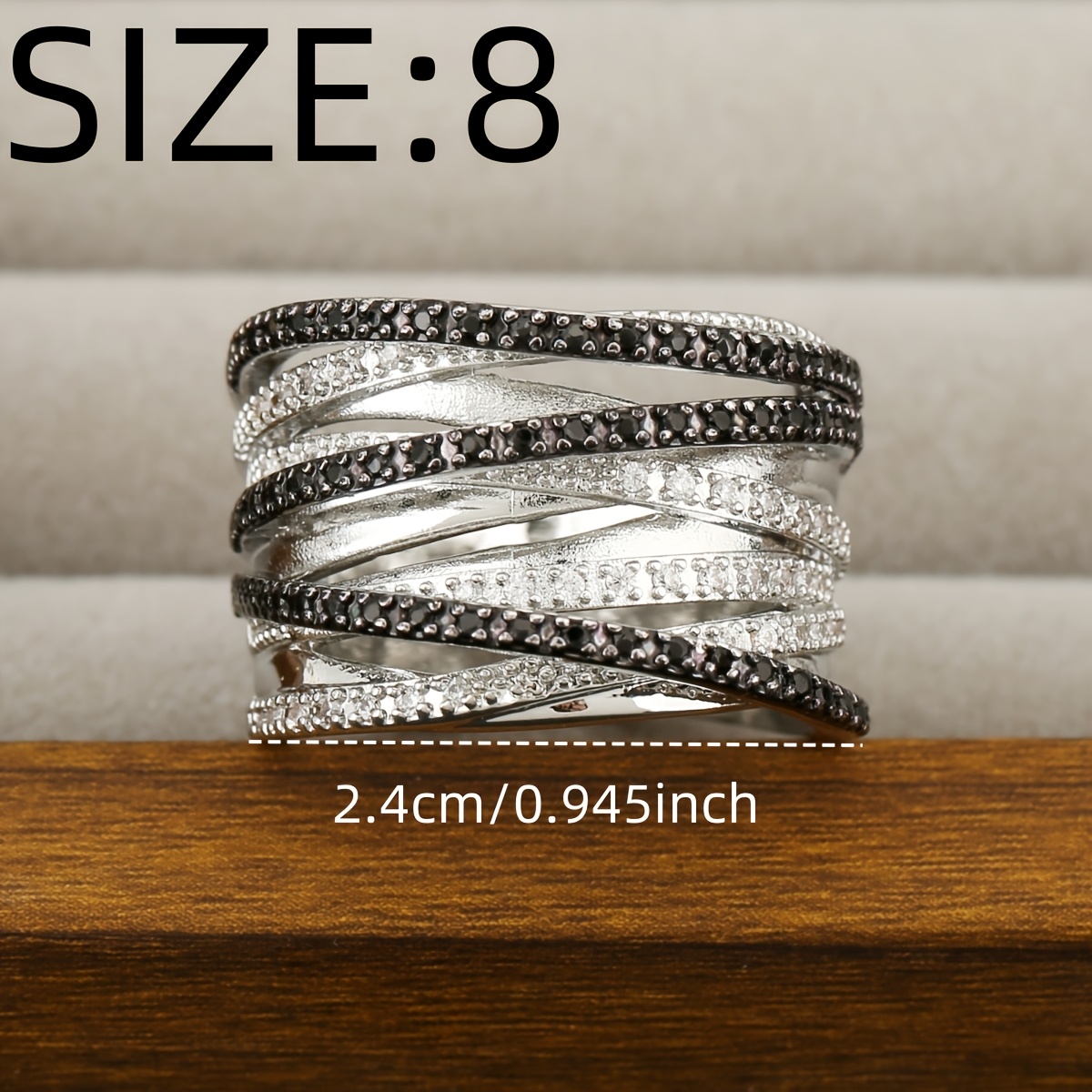 Unisex Copper Multi-Layer Overlapping Ring with Synthetic Zirconia