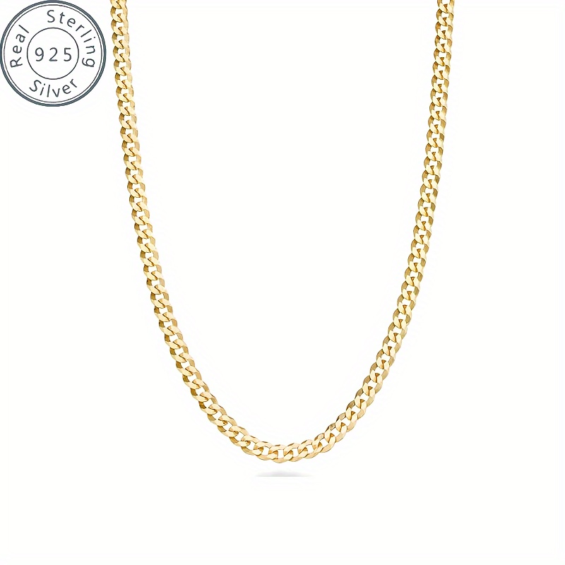 

Golden 925 Sterling Silver Italian 3.5mm Cuban Chain, Suitable For Men And Women's Necklaces, Suitable For Anniversaries, Birthdays, Holidays, Of Men, Wives, , , Daughters - Including Gift Boxes