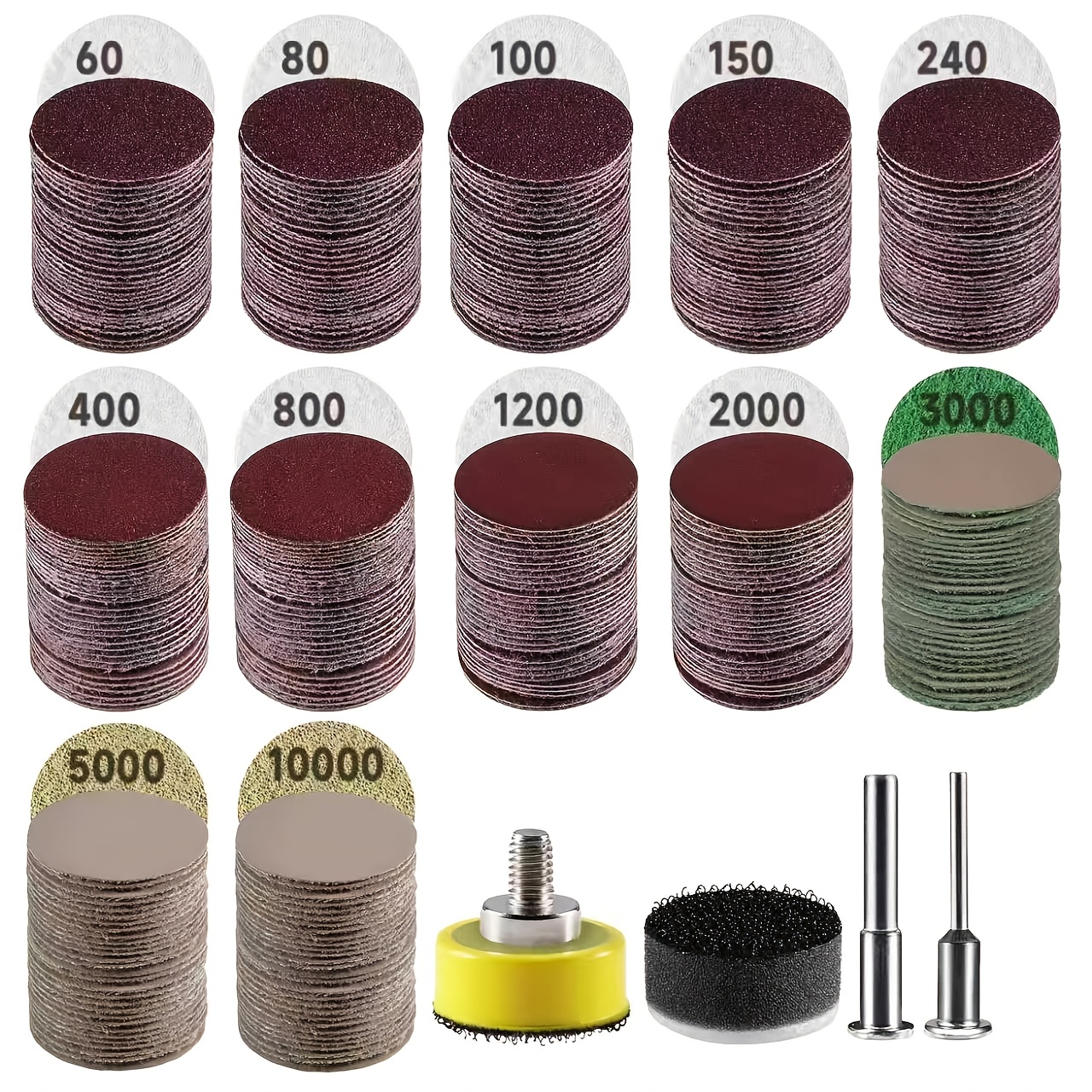 TEMU 124 piezas de bandeja de arena de cm, tipo 60 a 10000 granos, papel de húmedo y , micro papel de con mango de 0.32 cm 0.64 cm, cojín trasero,