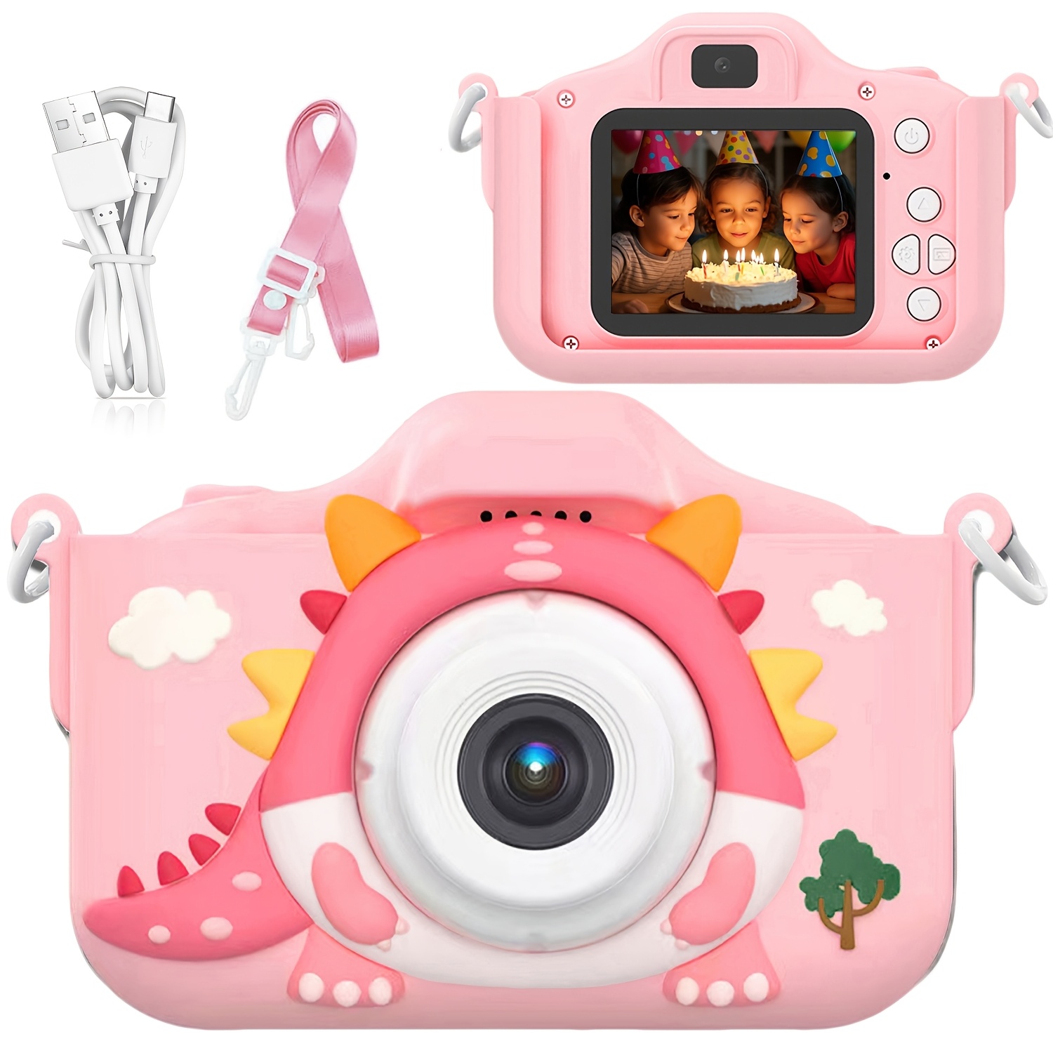 48mp Kids Camera Toy, 1080p Hd Video Cam With 2-inch Screen, Selfie Mode, Cartoon Stickers, Built-in Games & Soft Shockproof Cover, Perfect Surprise Gift For Kids Birthday Christmas