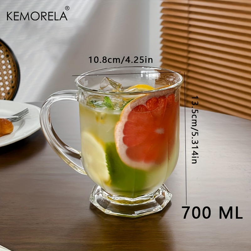 TEMU Kemorela 1pc Large Capacity Retro Glass Cup - Recyclable, Hand Wash Only, Perfect For Iced Tea, Juice, Coffee & Milk | Ideal Holiday Gift For Home Or Restaurant Use