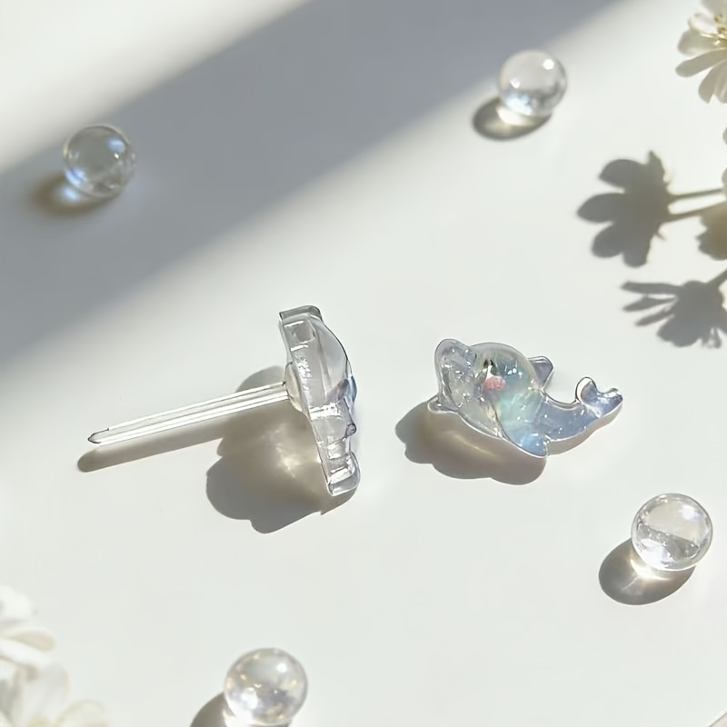 Ice Blue Dolphin Stud Earrings, Casual Wear Accessories