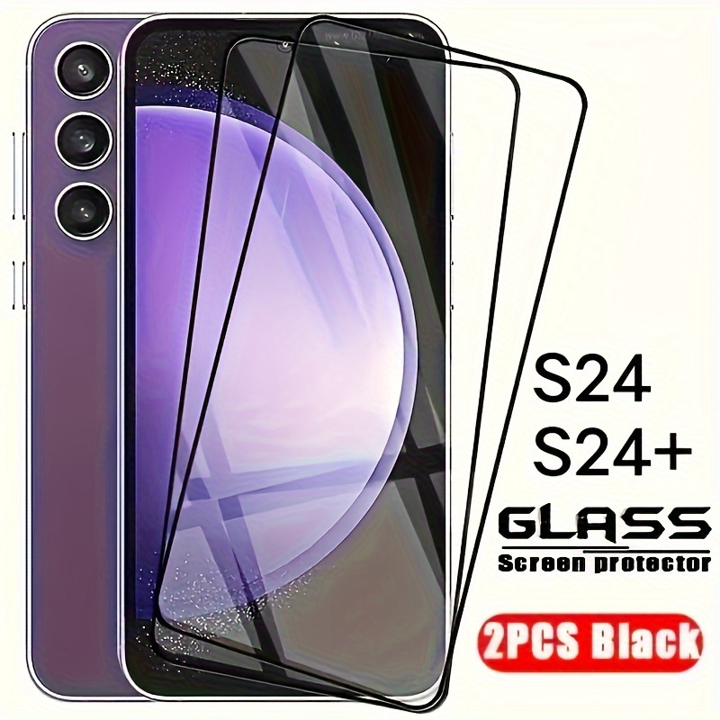 

2-pack Tempered Glass Screen Protector For Samsung S24/s24 Plus, 9h Hardness Full Coverage, Fingerprint Unlock Compatible, Scratch-resistant With Glossy Black Edge