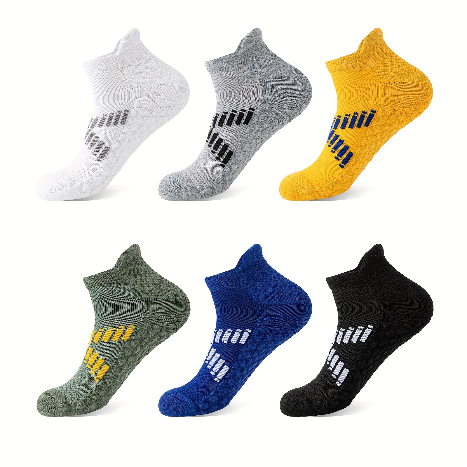 

6 Pairs Of Unisex Sweat Socks, Men's And Women's Ankle Sport Socks, Non Slip Shock Absorption Blend Comfy Breathable Athletic Socks For Men's Hiking, Basketball Training, Running Outdoor Activitie