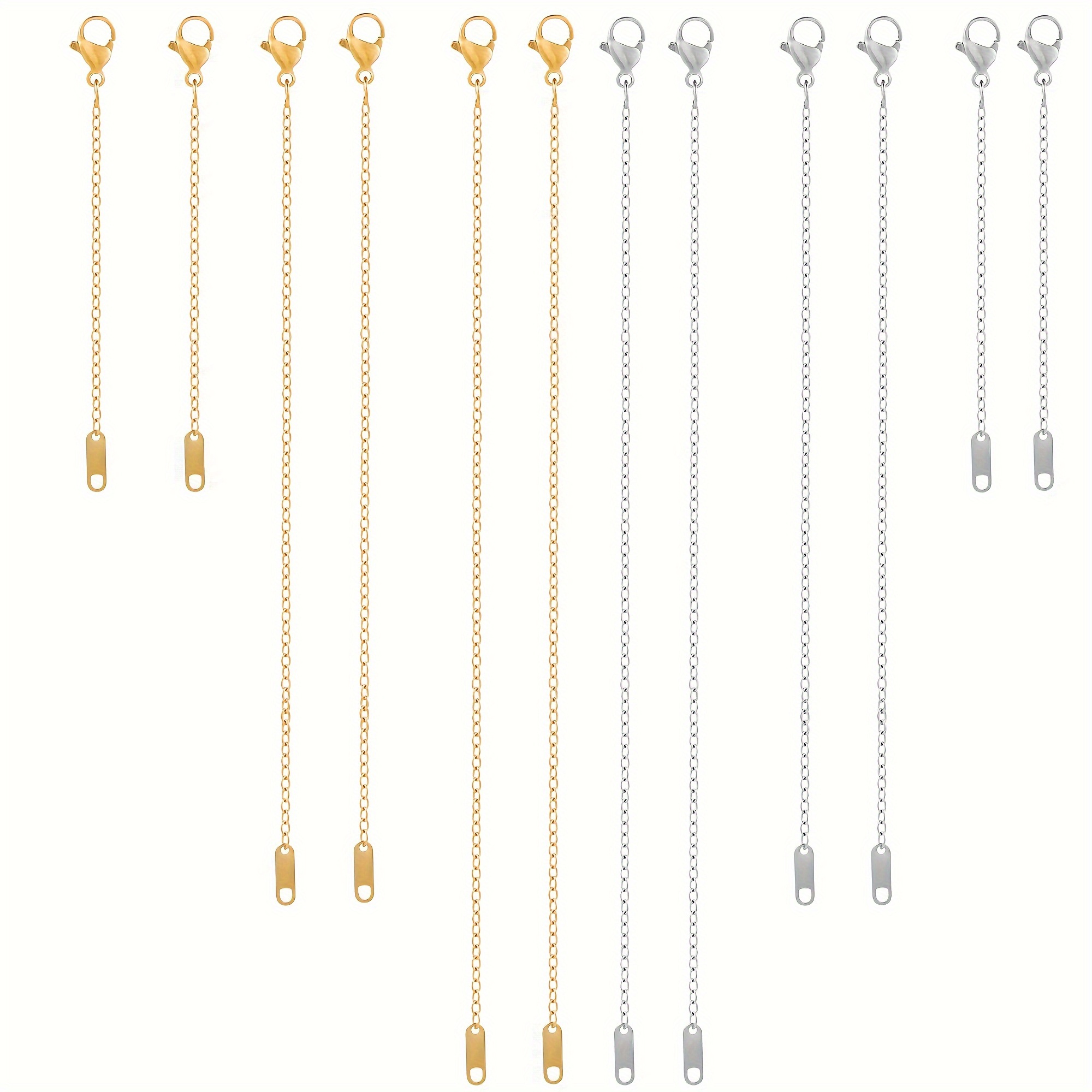 

Jewelry Making Essentials: 6/12-piece Stainless Steel Chain Extenders For Necklaces, Bracelets & Anklets - Versatile Alloy Connectors In 2.36", 3.93", 5.90" Lengths