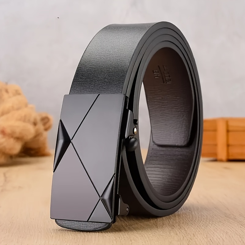 

Men's Leather Belt - Automatic Buckle, Business & Casual Style, Ideal Birthday Gift
