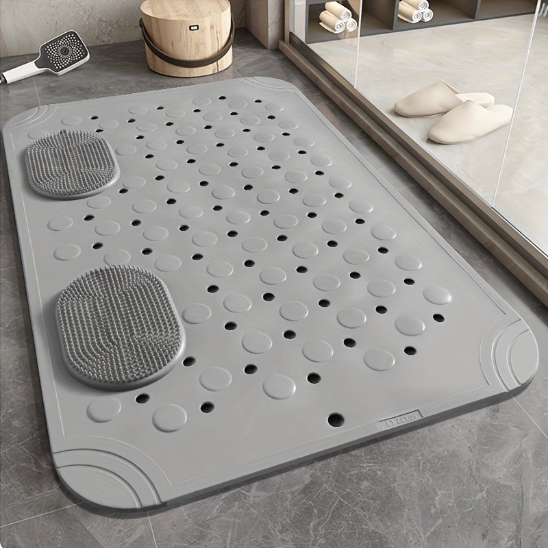 Rectangular Non-slip Mat For The Bathroom, Made Of High-quality Pvc Material, Featuring Massage And Suction Cups On , Designed For Safety In Showers And Bathrooms
