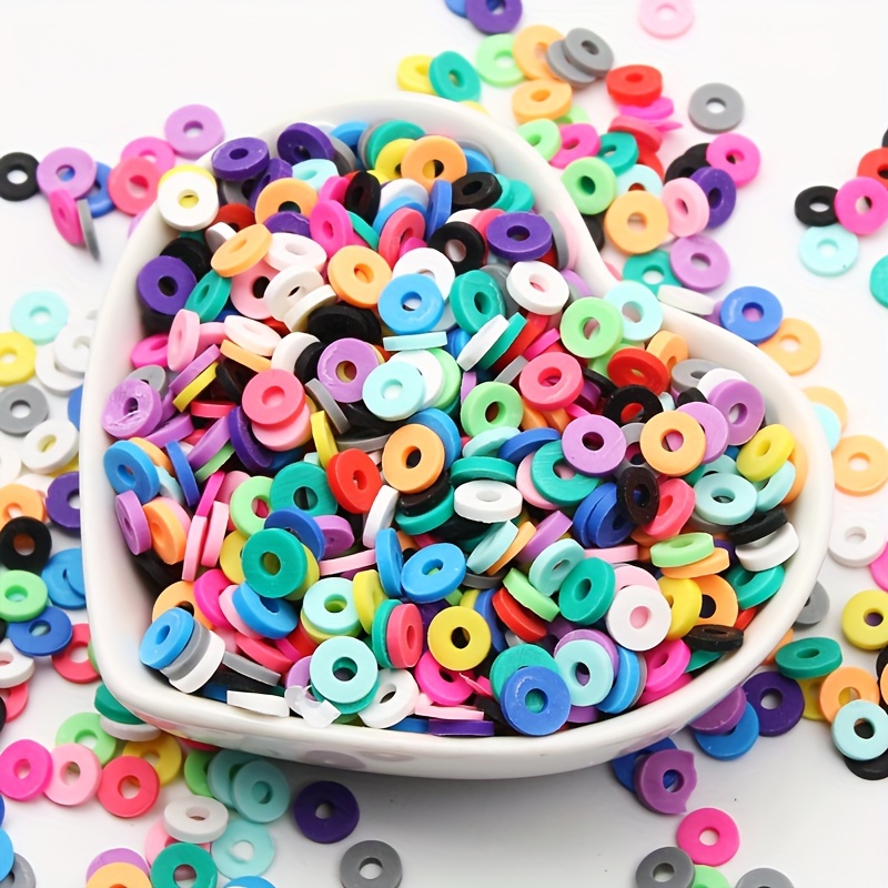Image of 2d Flat - 1000pcs/bag 6mm Flat Round Polymer Clay Beads Chip Disk Loose Spacer Handmade Clay Beads For Jewelry Making Bracelets