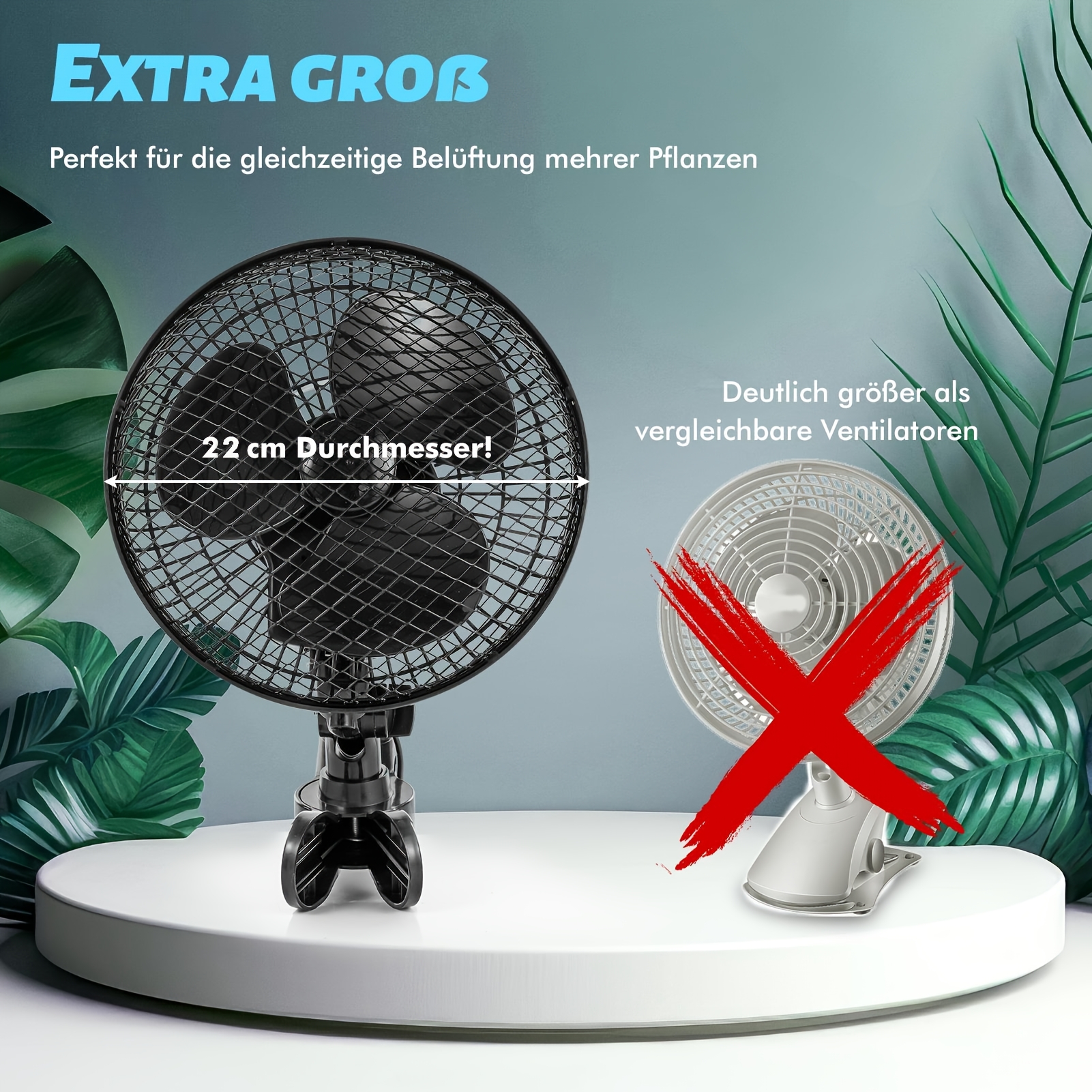 Planting Tent Clip-on Fan Features A Newly Designed Long-life Ec Motor Dual-speed Adjustable Fan 90° Rotation 22cm Diameter Ideal For And Circulation Cooling In Grow Rooms