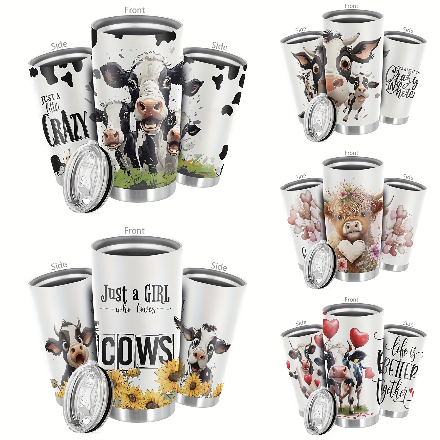 

1pc, Funny Cow Print Tumbler With Lid, 20oz Stainless Steel Straight Water Bottle, Insulated Water Cups, Summer Winter Drinkware, Outdoor Travel Accessories, Gifts