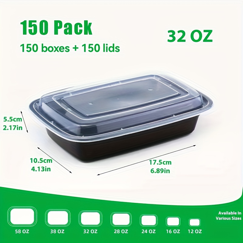 TEMU 150 Sets, 32oz Containers With Lids, Meal Prep Containers With Lids, Plastic Food Containers, Disposable Lunch Containers, Containers,