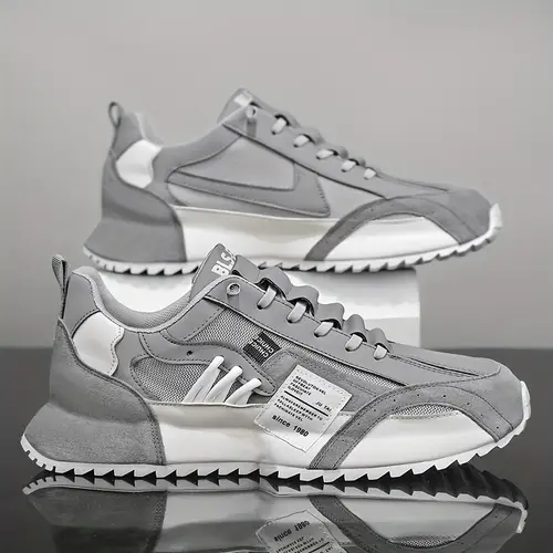 mens stylish low top sneakers comfortable durable anti slip casual sports shoes with breathable mesh upper and pvc sole casual attire and outdoor activities
