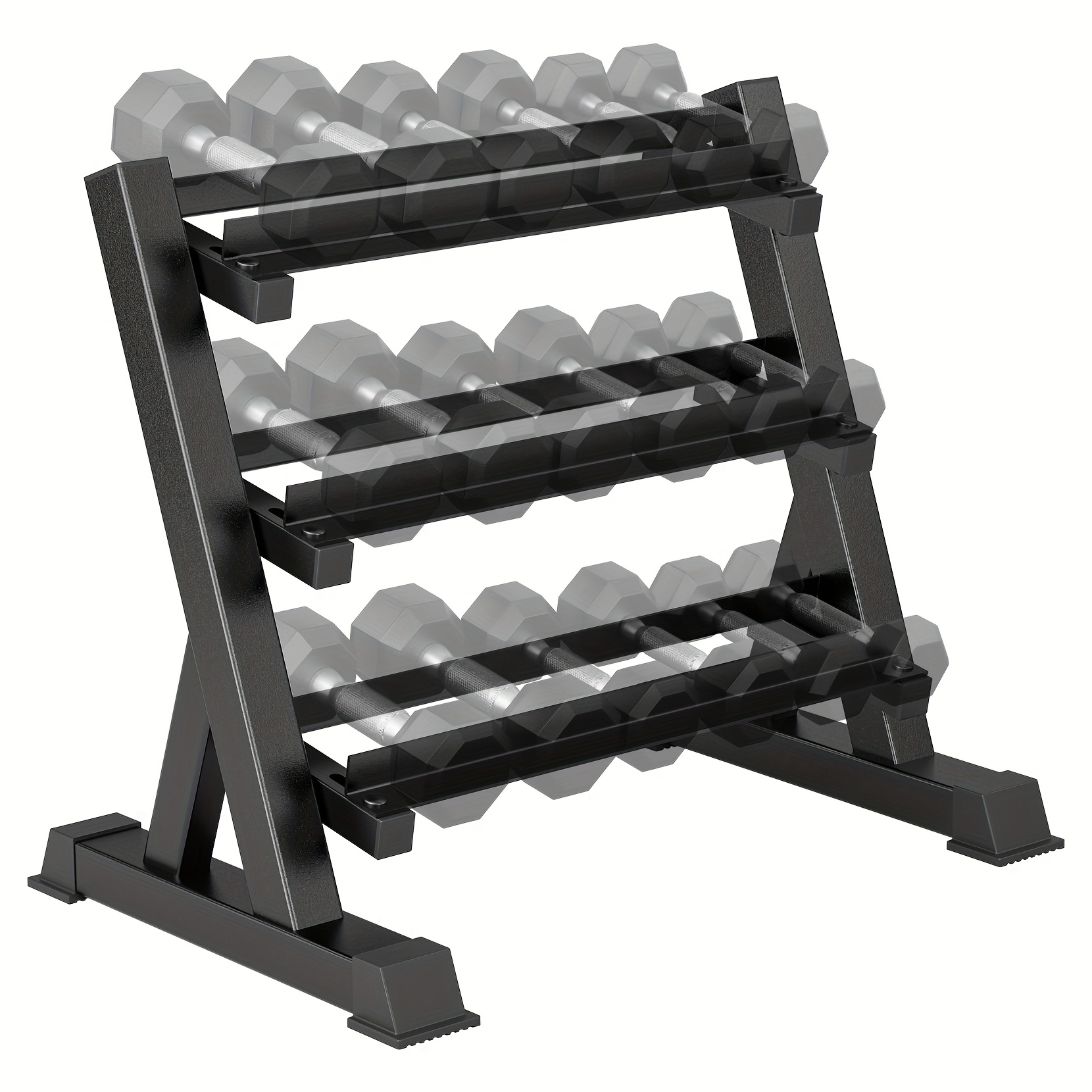 Temu Heavy-Duty 3-Tier For Dumbbell Rack Stand - 1000Lb Capacity Home Gym Storage Shelf With Sturdy Design, Space-Saving Vertical Organizer For-image