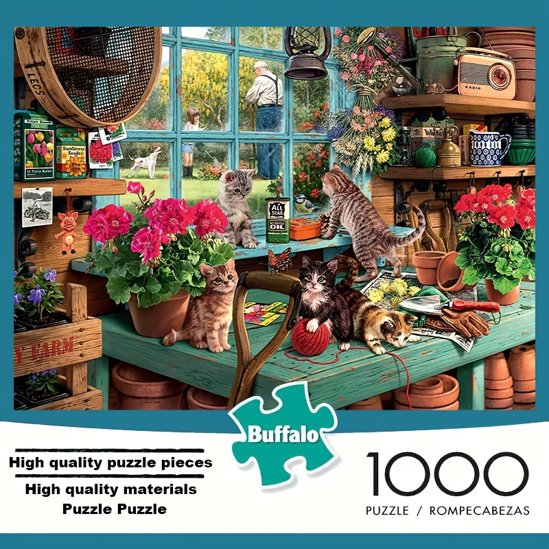 

Buffalo 1000pcs - Cats & Garden Scenery Theme, High-quality Paper Material, Portable, Easy , Ideal For Diy Art Decor, , Perfect Gift For Birthdays, Christmas, Halloween, Thanksgiving