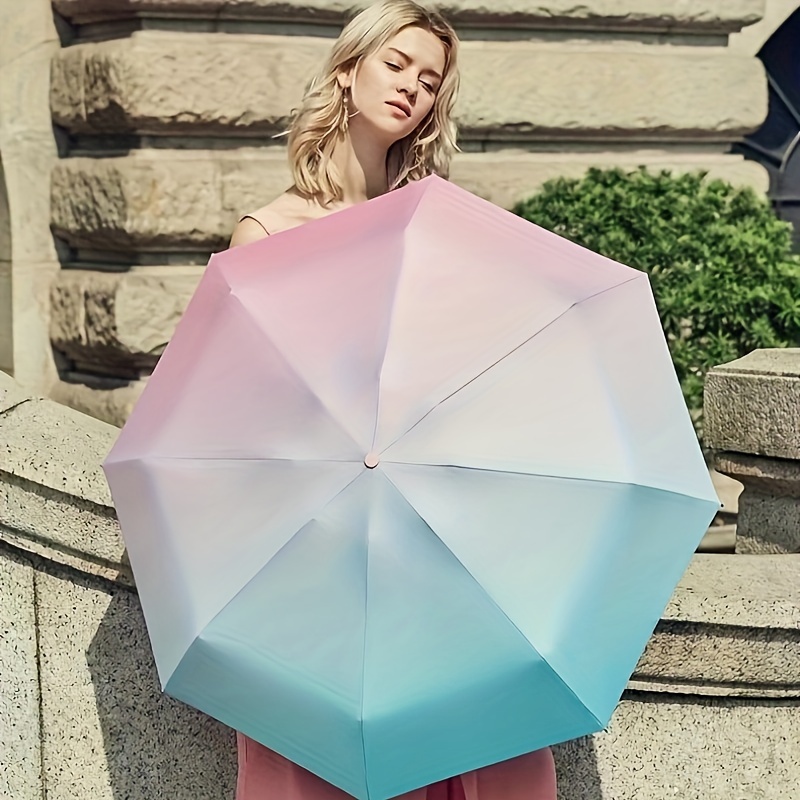 

Gradient Color Mini Folding Umbrella, 6 Ribs Casual Lightweight Durable & Portable Umbrella For Men & Women