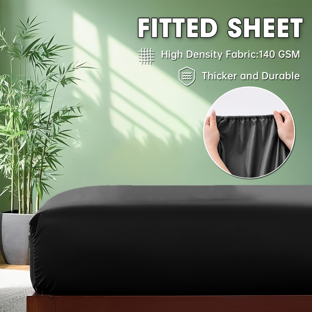 TEMU 1pc Cooling Fitted Sheet, Ultra Soft & Breathable For , 16-inch Deep Pocket Fitted Sheets Queen Size, Machine Washable-, Modern Bedroom And Hot
