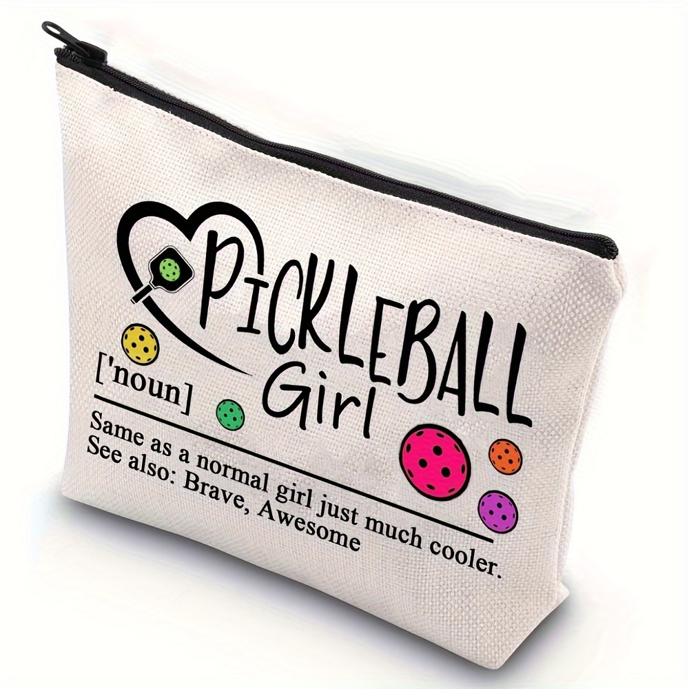 

Pickleball-themed Makeup Bag - Perfect Gift For Pickleball Enthusiasts, Polyester Cosmetic Pouch, Girl, Player Gifts