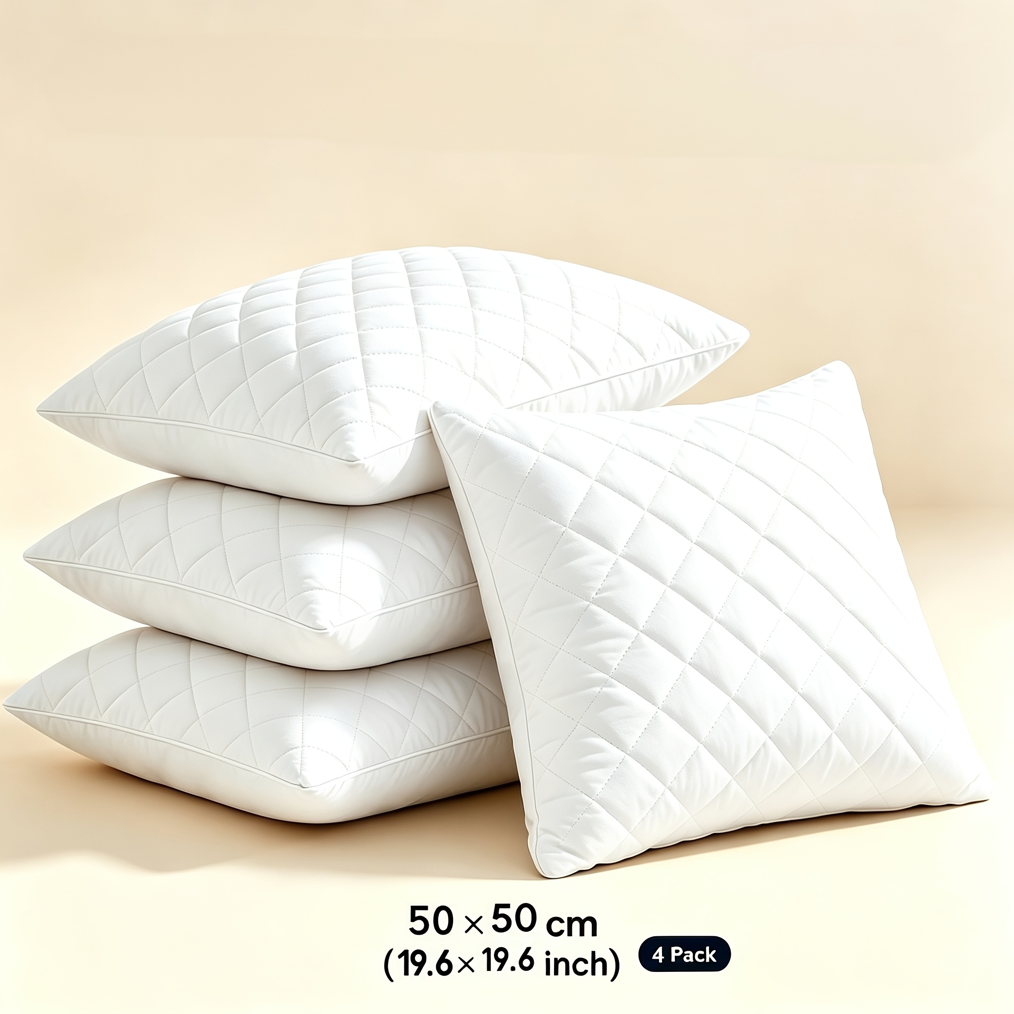 TEMU 4pcs Hypoallergenic Pillow Square Throw Pillow Machine Washable, Zippered Filled, Sofa Cushion For Couch Bedroom Car, Office And Home Decor
