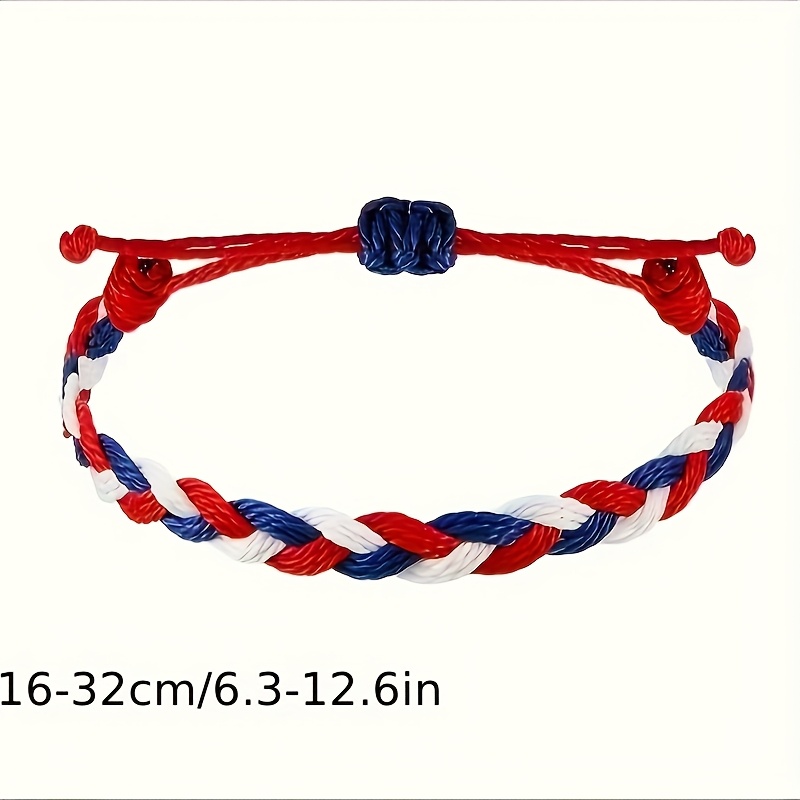 Pair of 2 Bohemian American Flag Woven Hand Chains