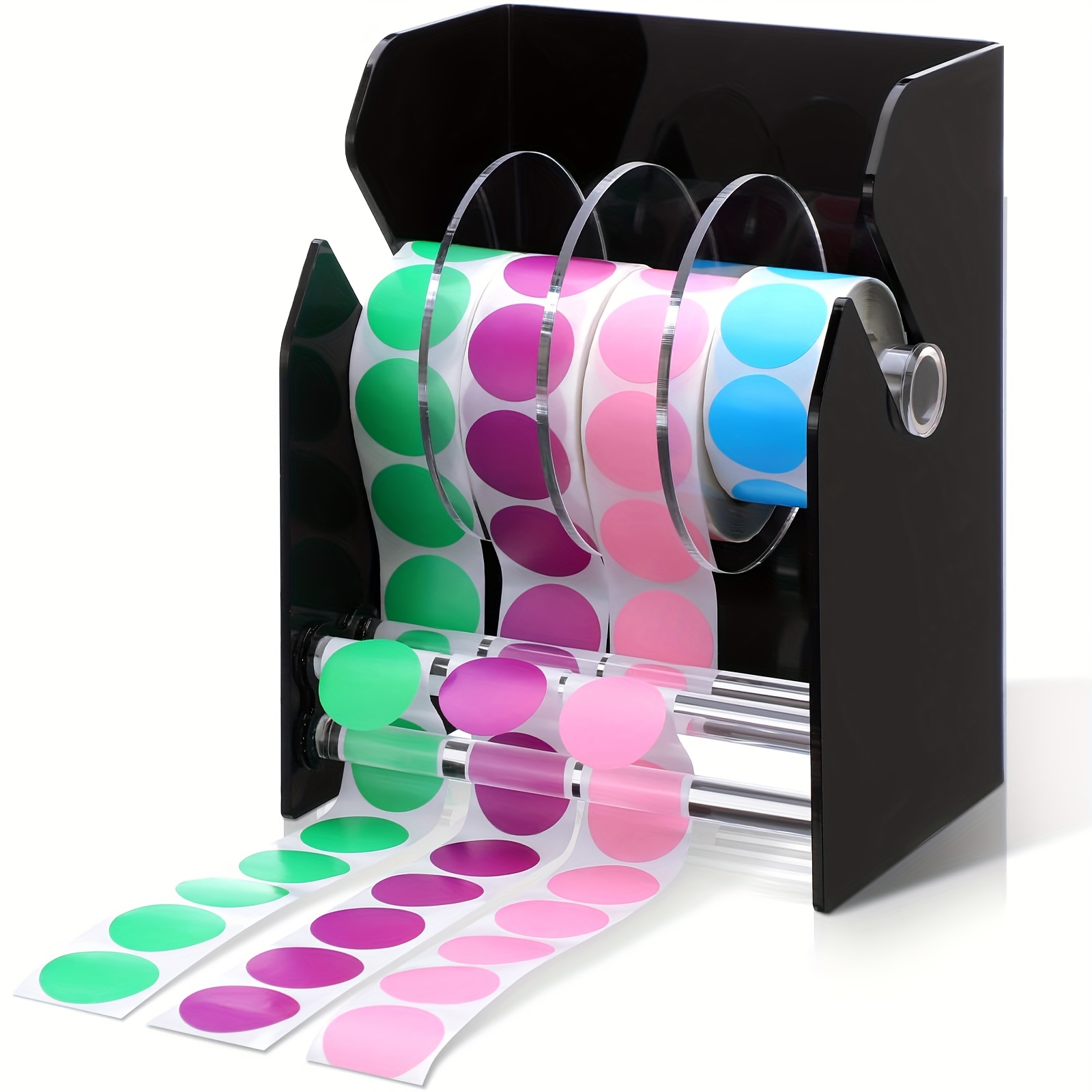 Adjustable Label Stand Acrylic Sticker Dispenser - 9 Disk Adjustable Label Roll Holder