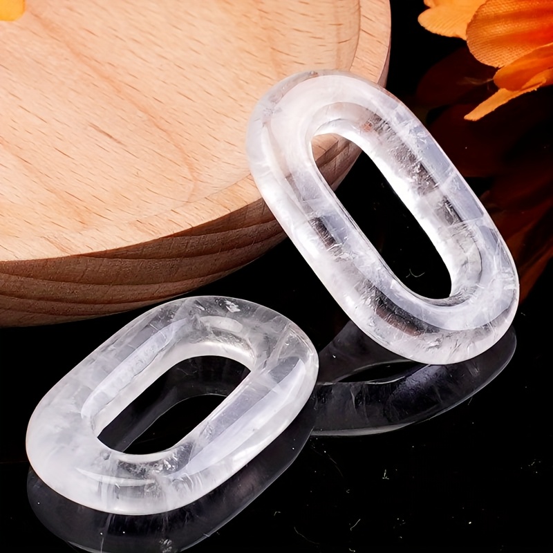 TEMU 2pcs Natural Stone With Large Holes, O-shaped, Including, Rose Quartz, Eye, And Spotted Oval-shaped Jewelry Additions. Boho Style, Suitable As A