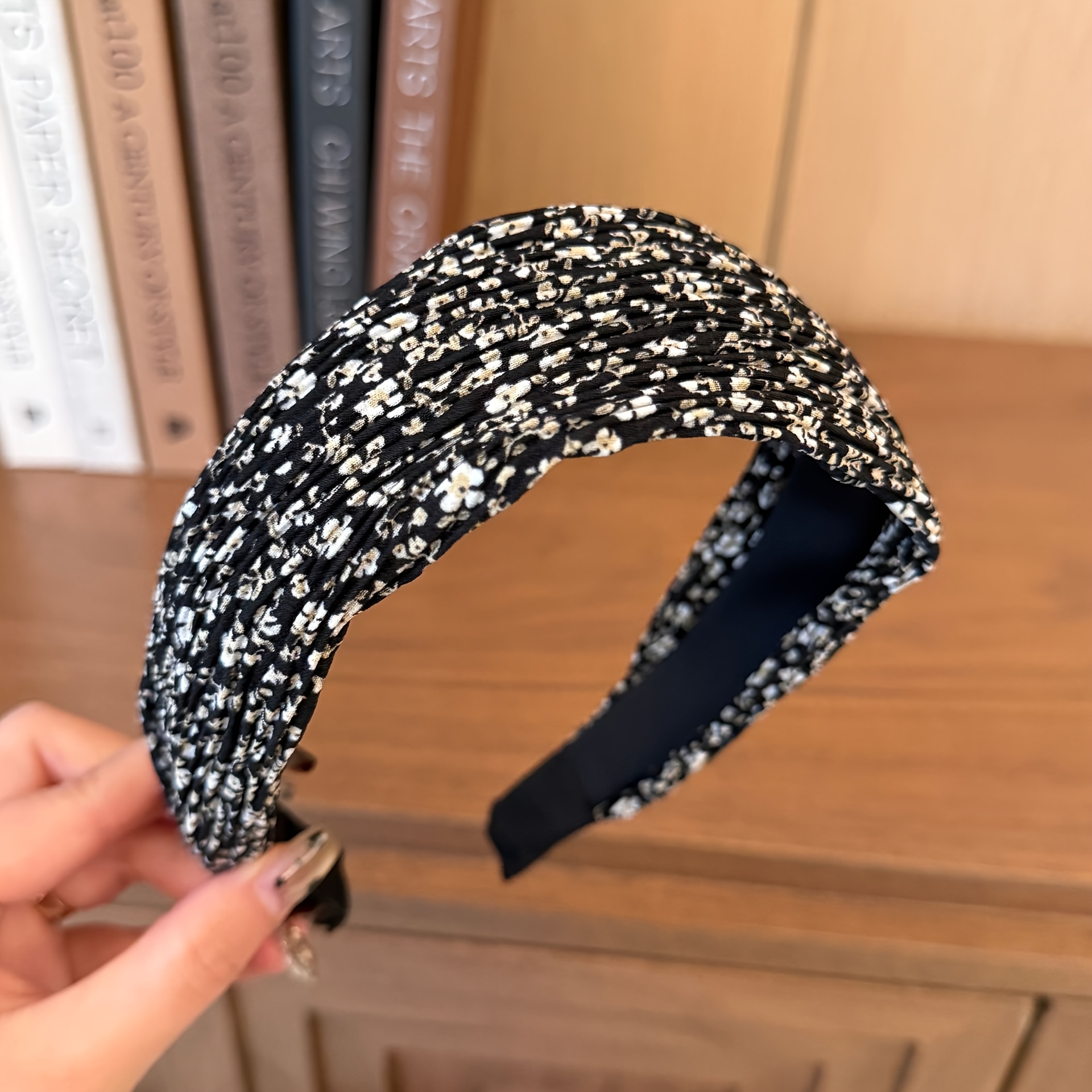 TEMU Style Floral Print Wide-brimmed Headband For Women, New High-end Hair Clip, Stylish And Fashionable Headband For Face Washing, Hair Accessory,
