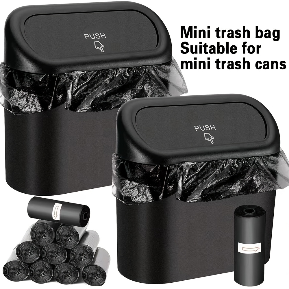 

Leak-proof Mini Trash Bags For Compact Cars - Black Garbage Bin, Office & Home Desk, Hanging Storage Box