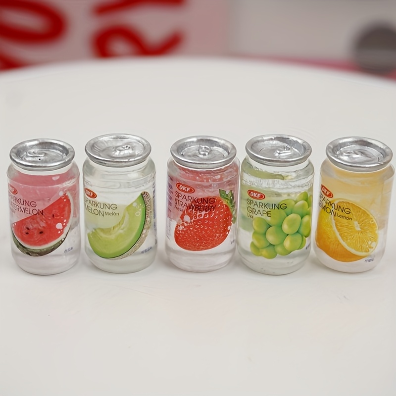 

10pcs Miniature Supermarket Set - Resin Fruit, Cans & Beverage Bottles For Dollhouse Decor, 14+