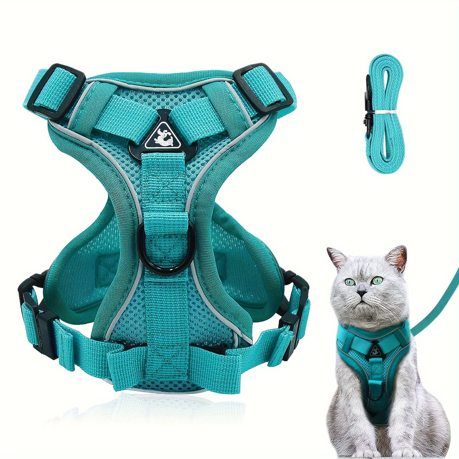 

Cat Harness And Lead Set, Adjustable Kitten Harness And Lead Set With Reflective Strips Escape-proof, Cat Vest Harness With Leash Sets For Pets Walking