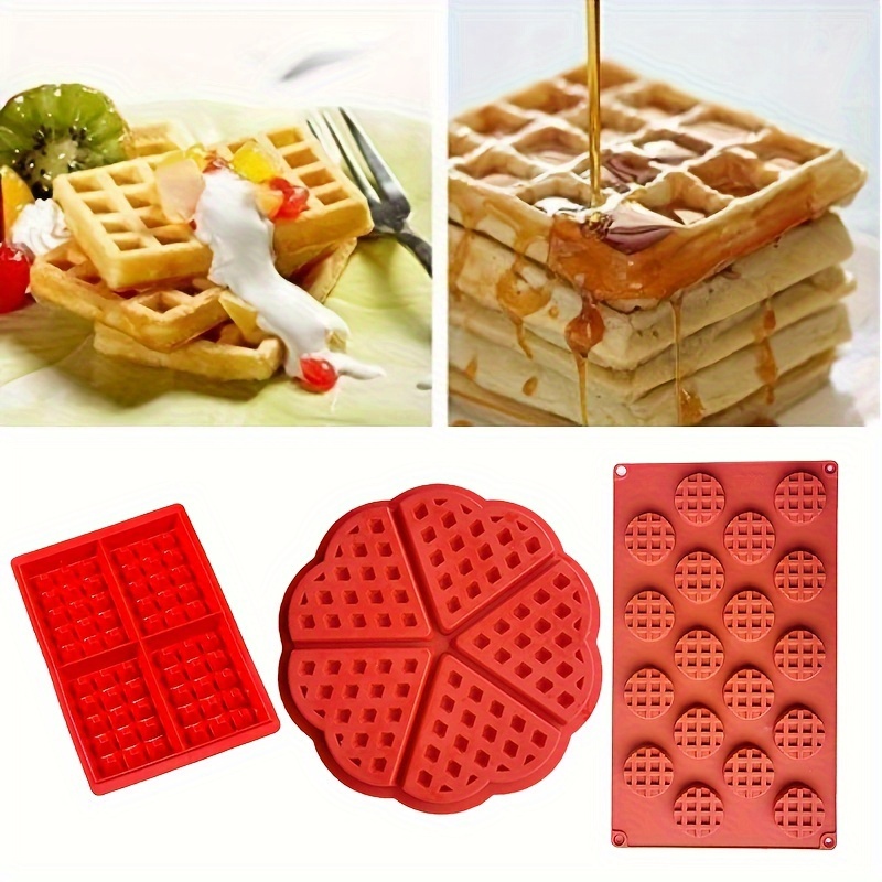 

1pc Waffle Cake Mold Silicone Baking Pan Muffin Cake Baking Tool For Making Waffles Non Stick Waffle Tray, Chocolate, Candy, Soap, Wax Mold