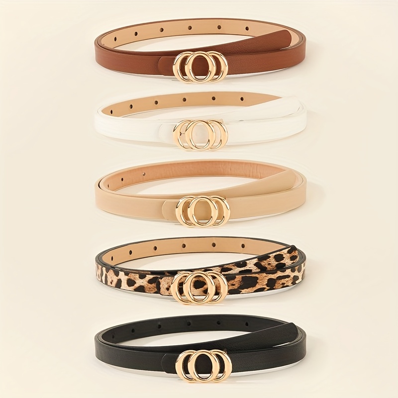 E-shop 5 Stk. modische Damengürtel, Unisex-Gürtelschnalle mit Ring, lässiger schmaler Taillengürtel, vielseitiger Gürtel für Kleider Hemden