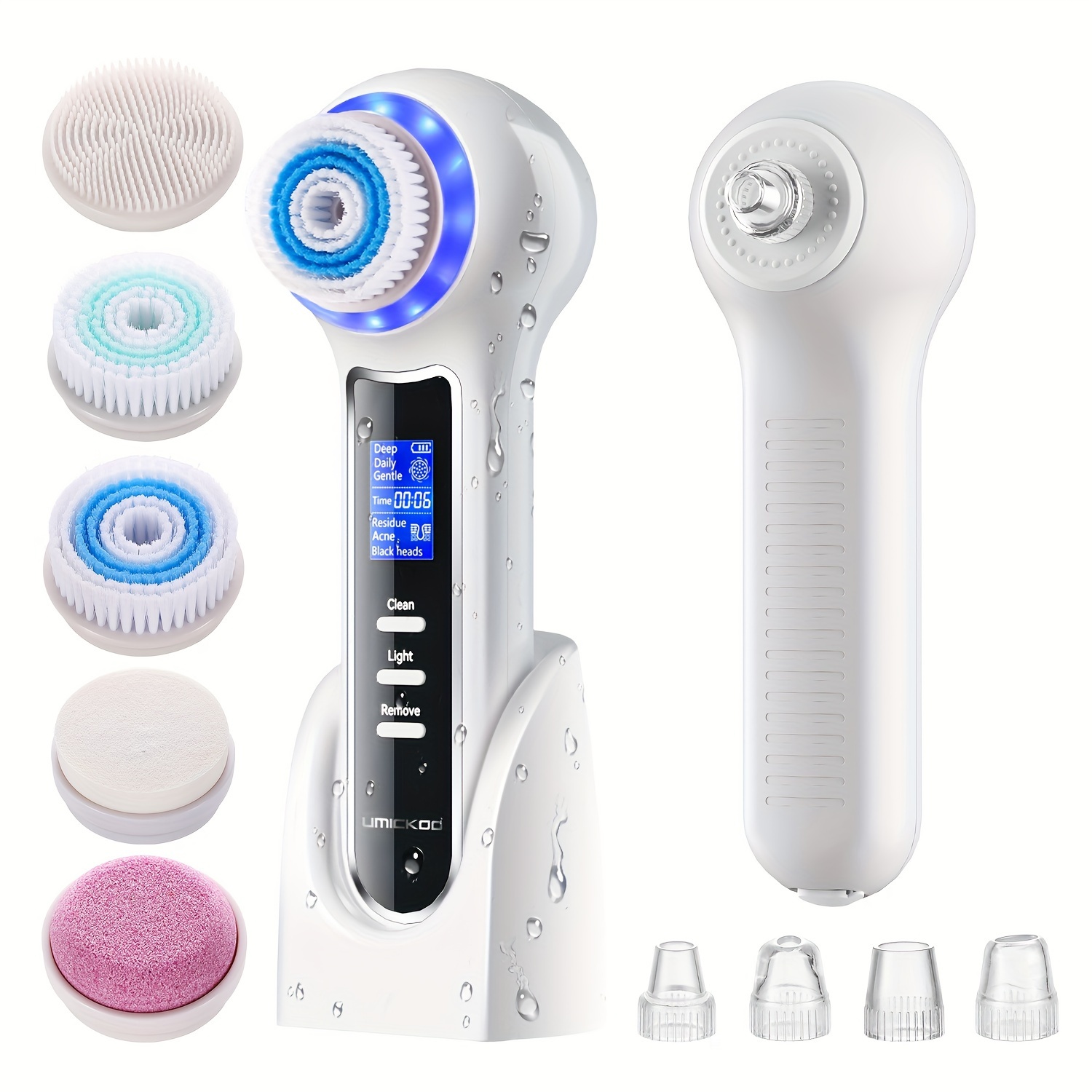 

Umickoo Scrubber Exfoliator With Lcd Screen Rechargeable Facial Cleansing Brush Ipx7 Waterproof 3 In 1 Remover Vacuum For Exfoliating Deep Pore Cleansing