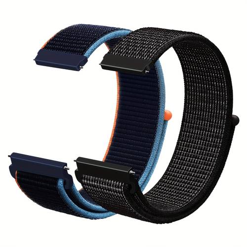 2 packs nylon watch strap compatible with 20mm 22mm watch quick release replacement wristband adjustable elastic belt fabric band for men and women